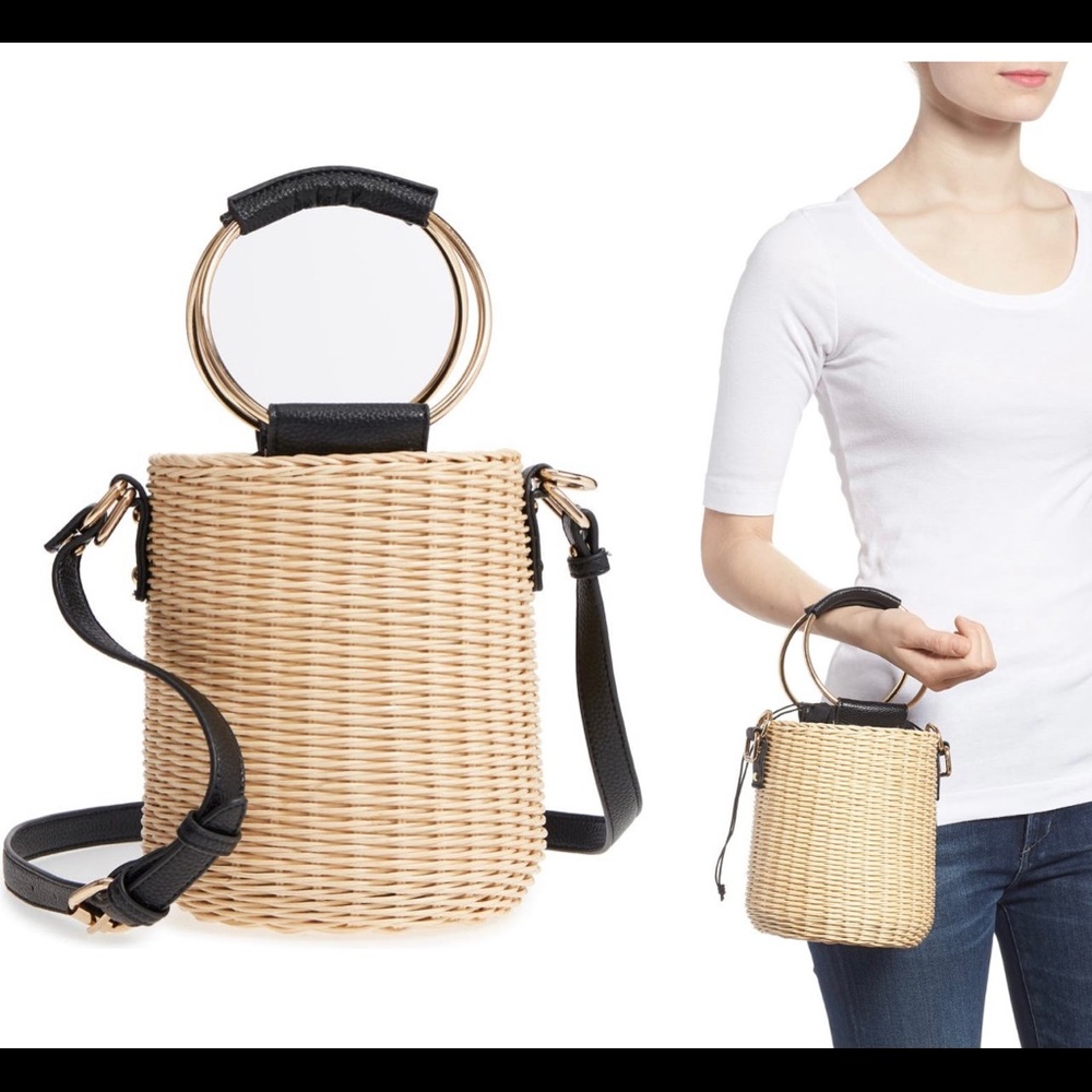Malibu Skye Metal Handle Straw Bucket Bag